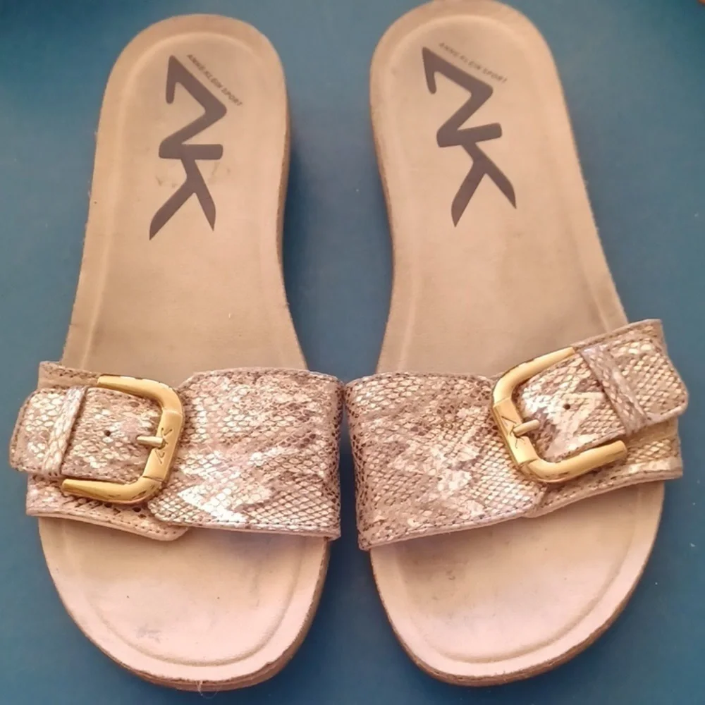 Anne Klein Sport Slides, snake print, sz 8M